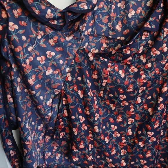 Hi There Karen Walker Anthropologie Cherry wrap dress navy 6 fruit print berry M - Picture 11 of 11